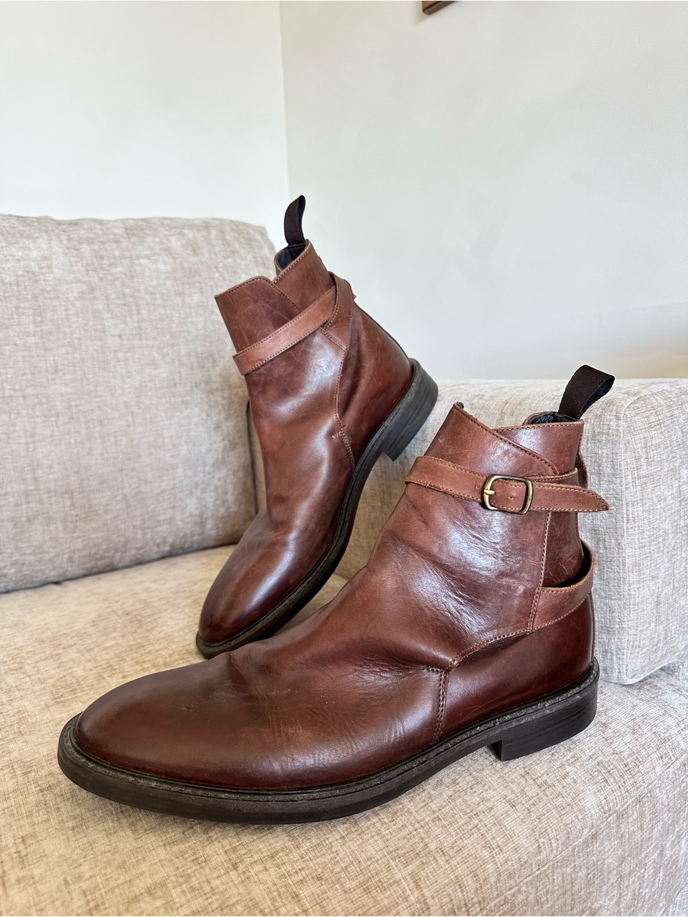 Banana Republic Dehner Strap Leather Jodhpur Boots sz 12 Made in Italy